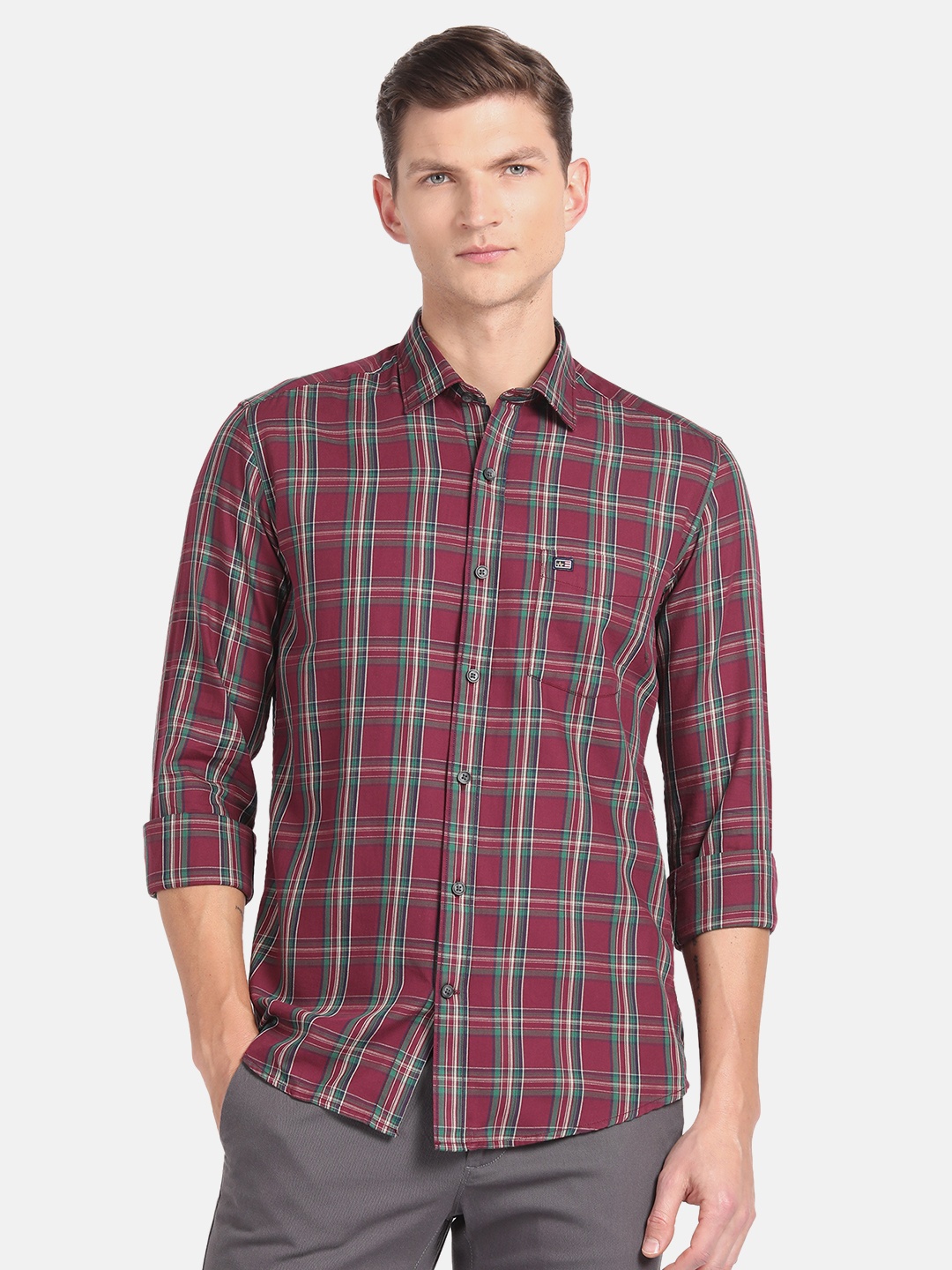 

Arrow Sport Slim Fit Checked Pure Cotton Casual Shirt, Pink