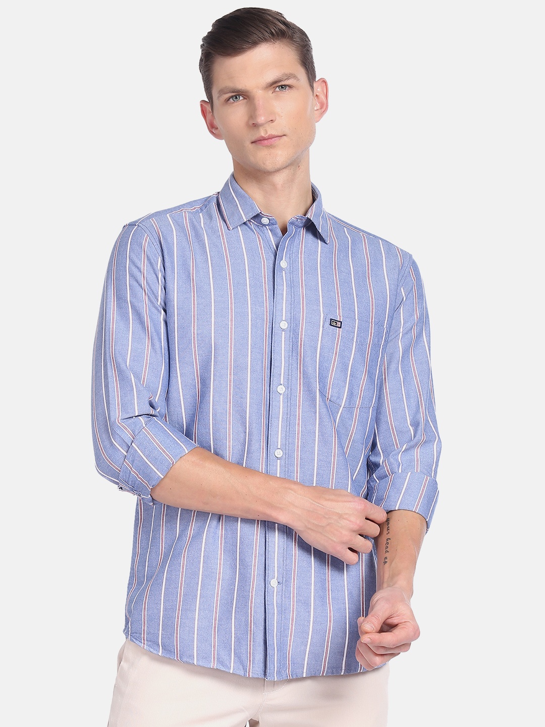 

Arrow Sport Slim Fit Striped Pure Cotton Casual Shirt, Blue