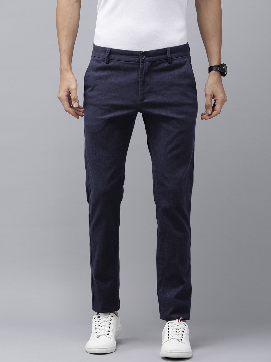 

Arrow Sport Men Slim Fit Trousers, Navy blue