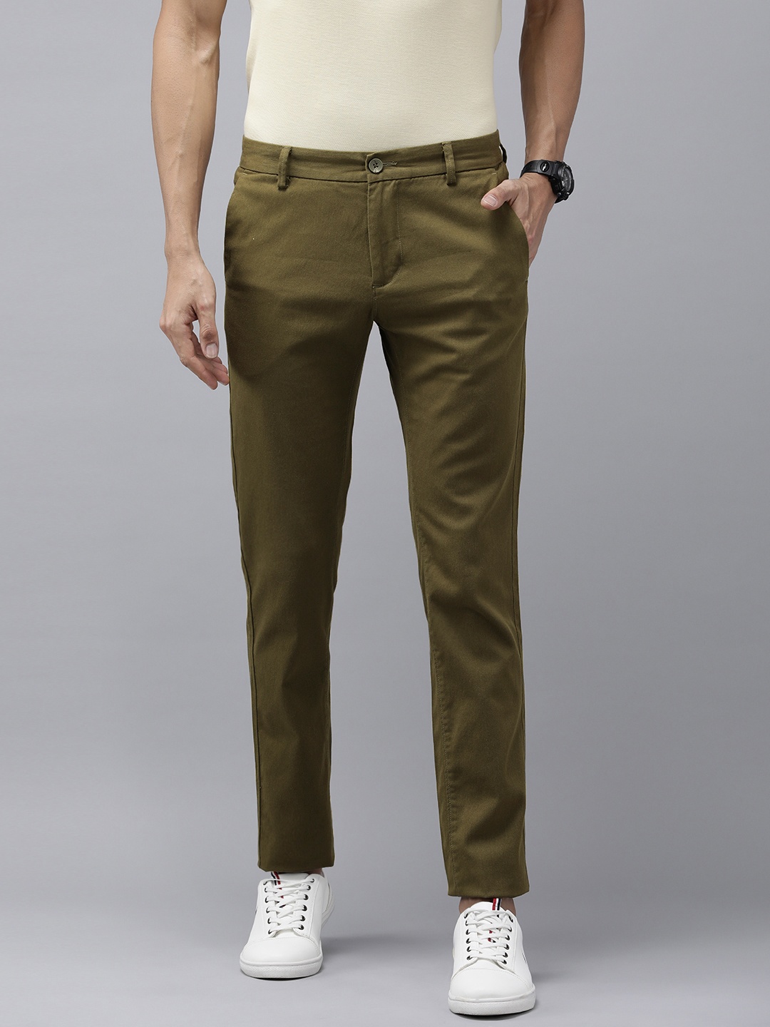 

Arrow Sport Men Slim Fit Trousers, Olive