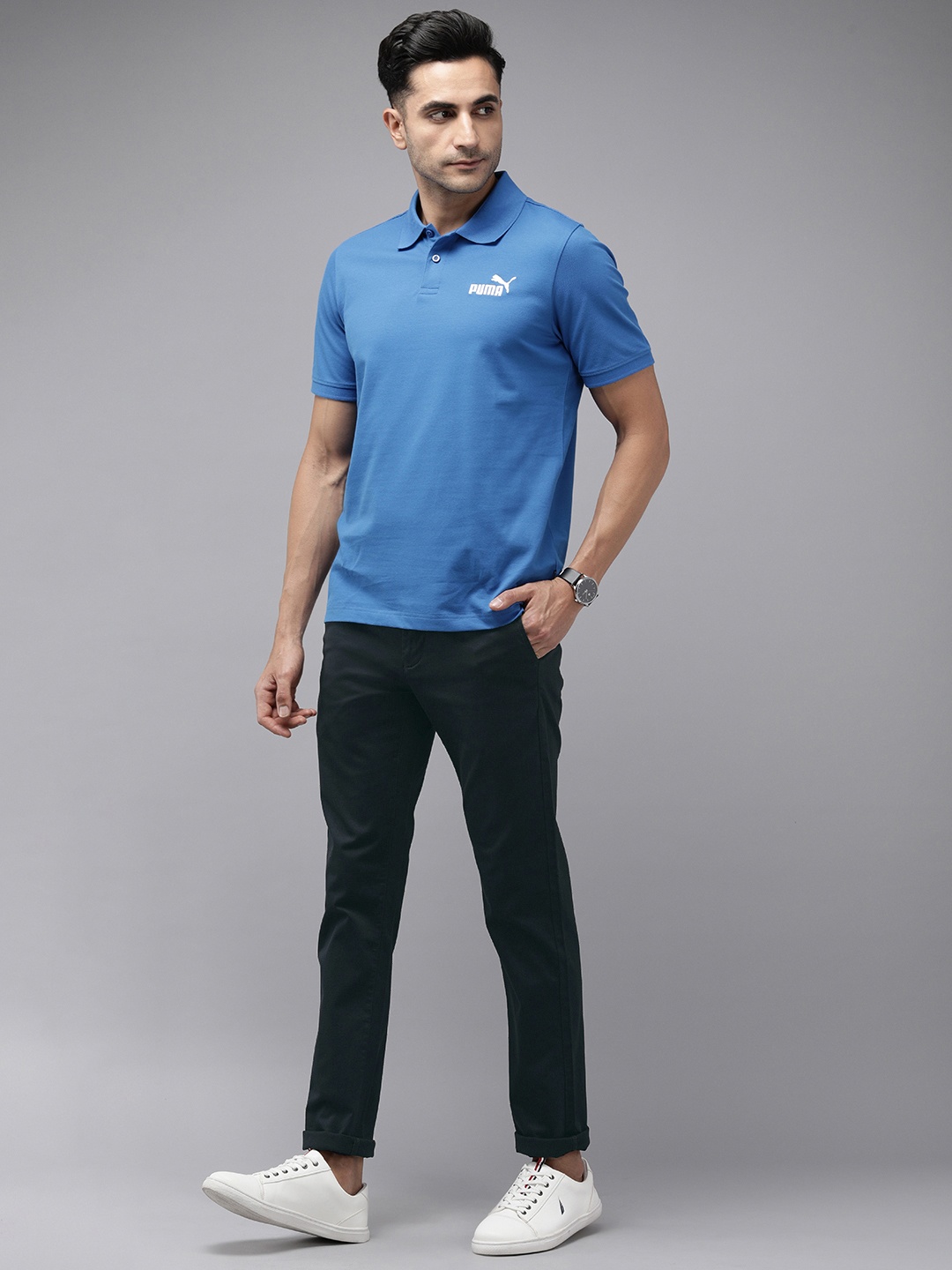 

Arrow Sport Men Slim Fit Low-Rise Trousers, Navy blue
