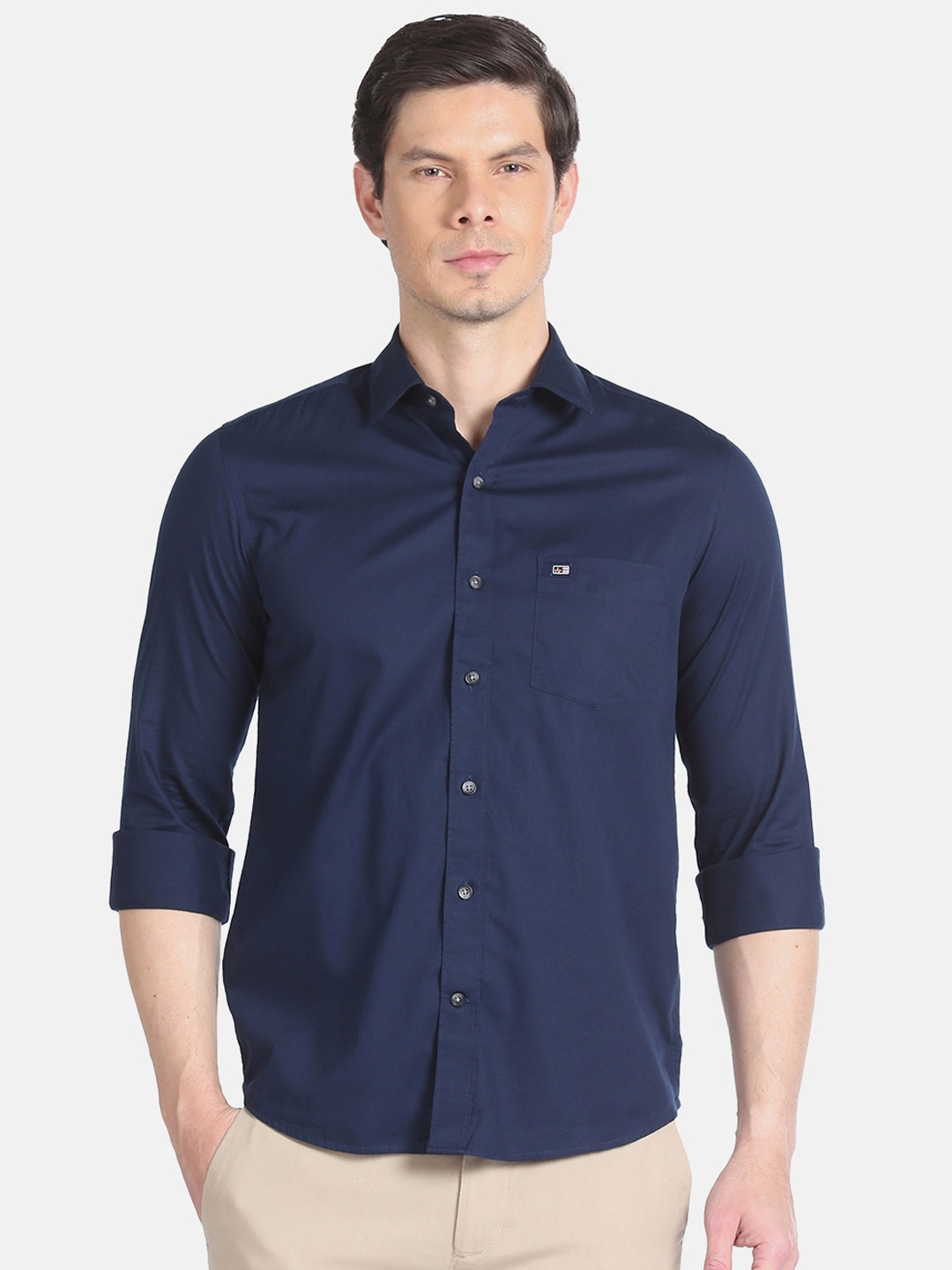 

Arrow Sport Solid Slim Fit Pure Cotton Casual Shirt, Navy blue