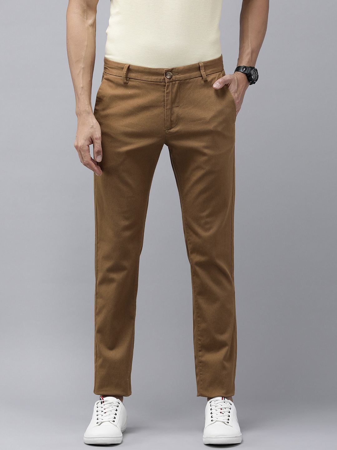 

Arrow Sport Men Slim Fit Trousers, Brown