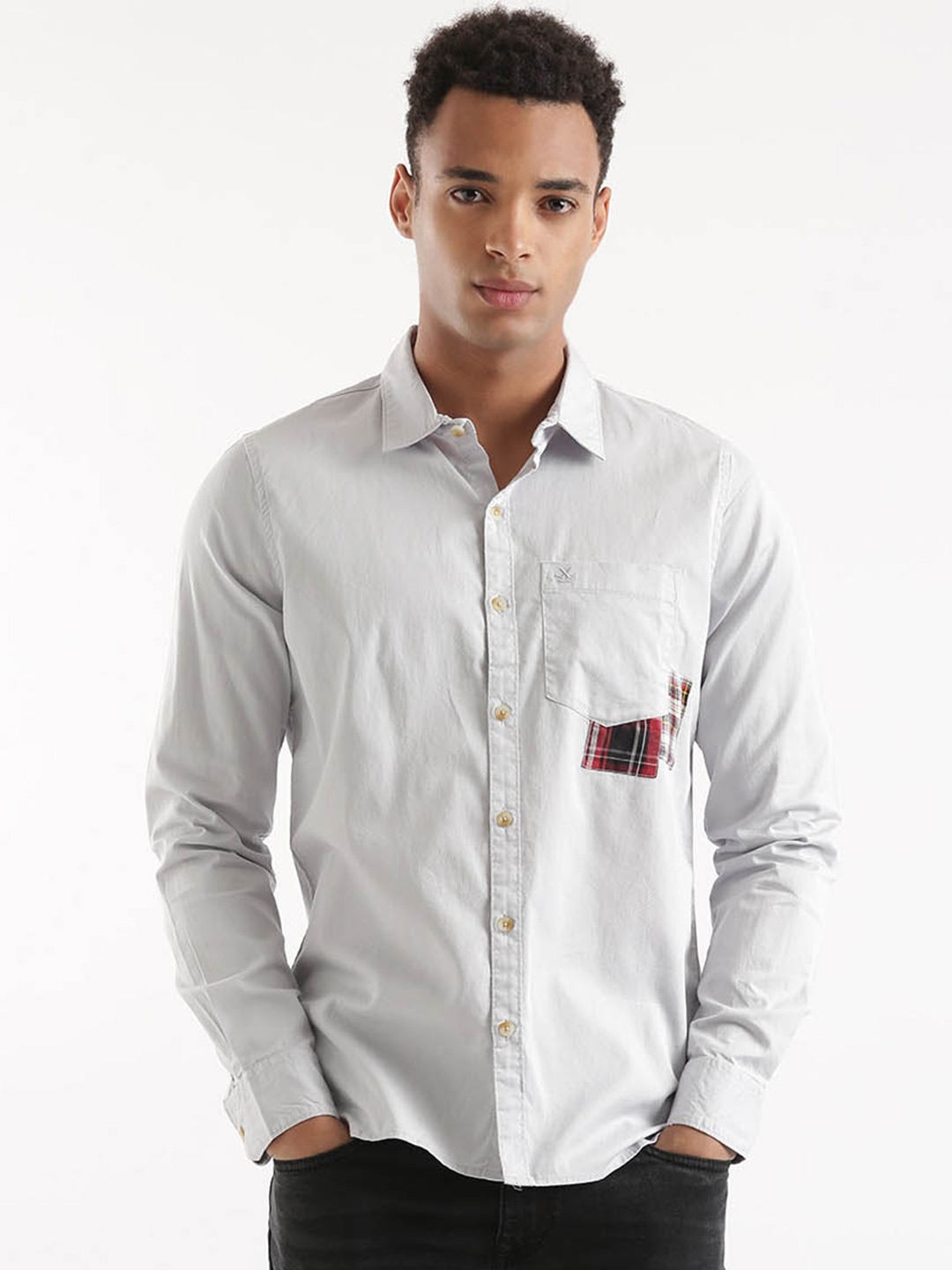 

WROGN Custom Slim Fit Cotton Casual Shirt, Grey