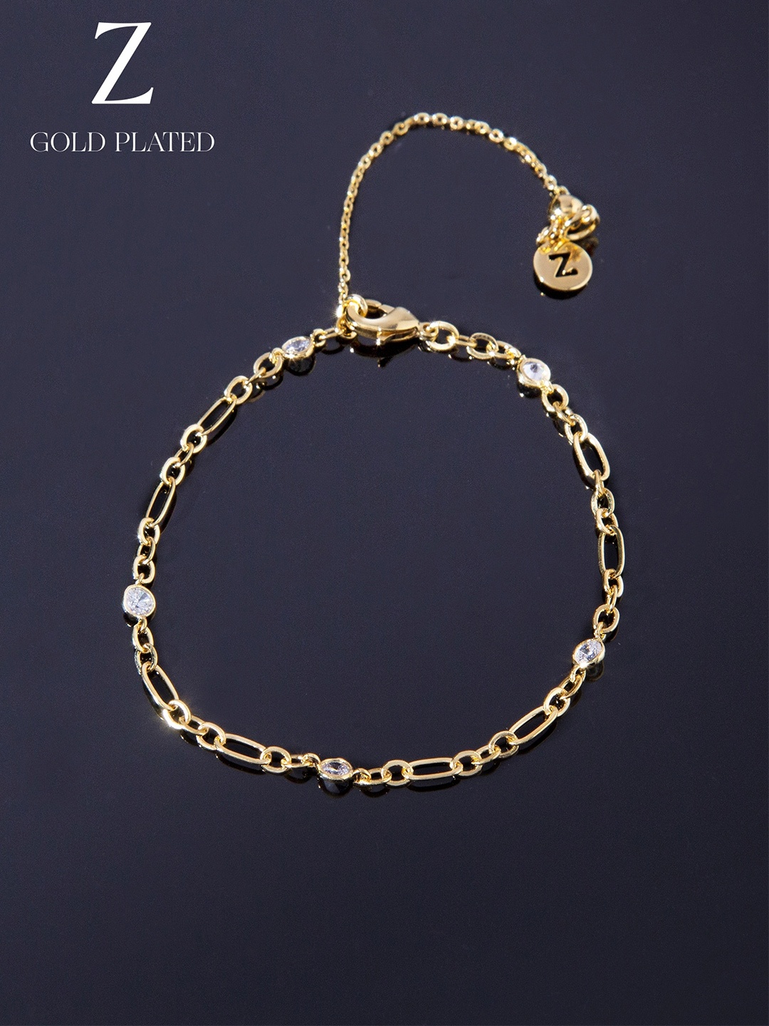 

Accessorize London 14K Gold Plated Z Sparkle Chain Bracelet
