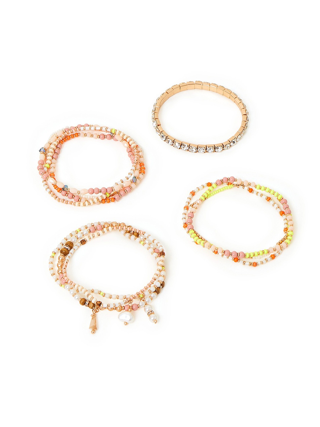 

Accessorize Set Of 10 Beaded Stretch Bracelets, Gold