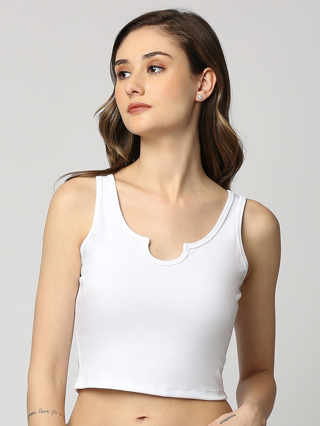 

Disrupt Scoop Neck Crop Top, White