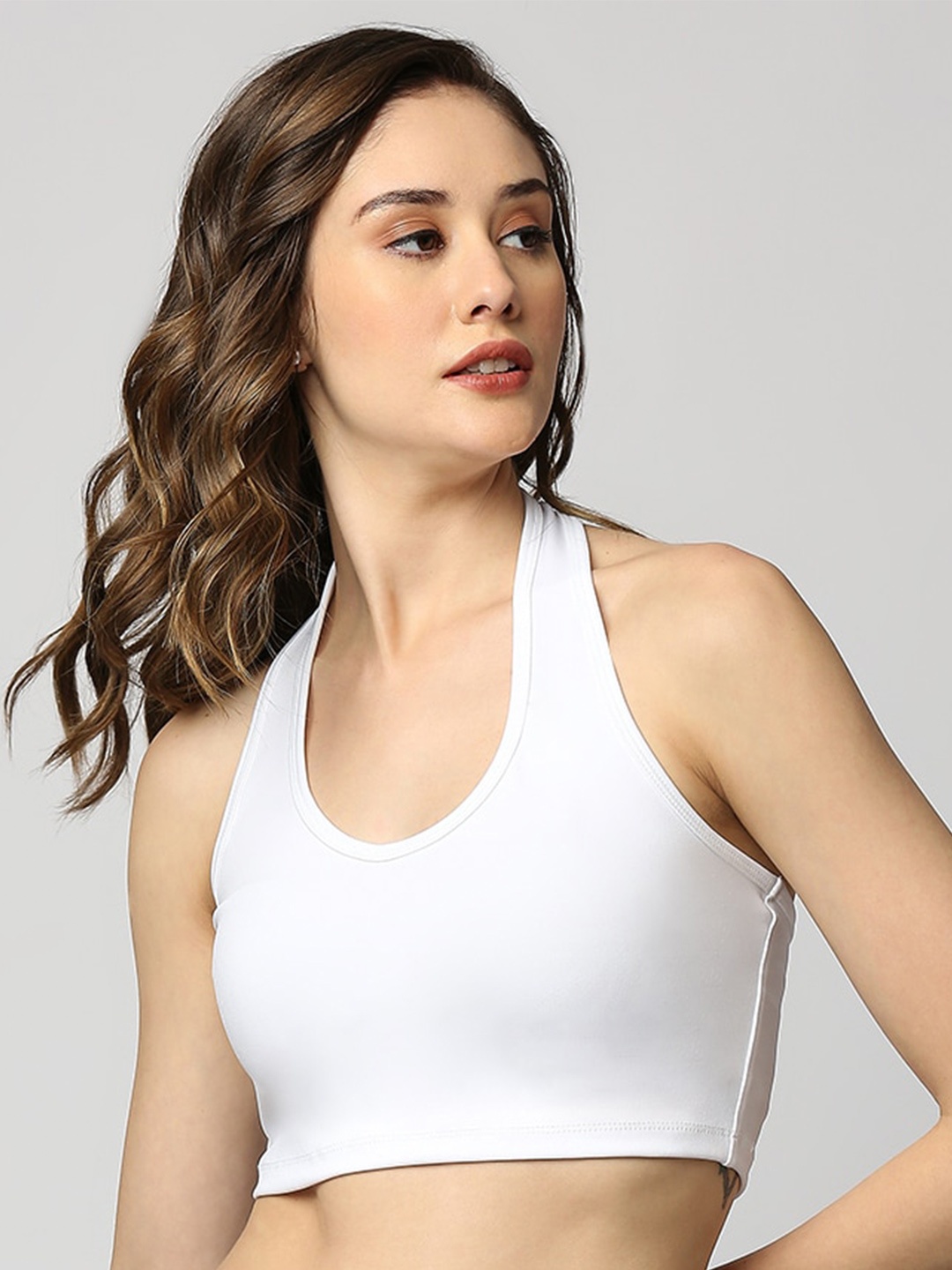 

Disrupt Halter Neck Sleeveless Bralette Crop Top, White
