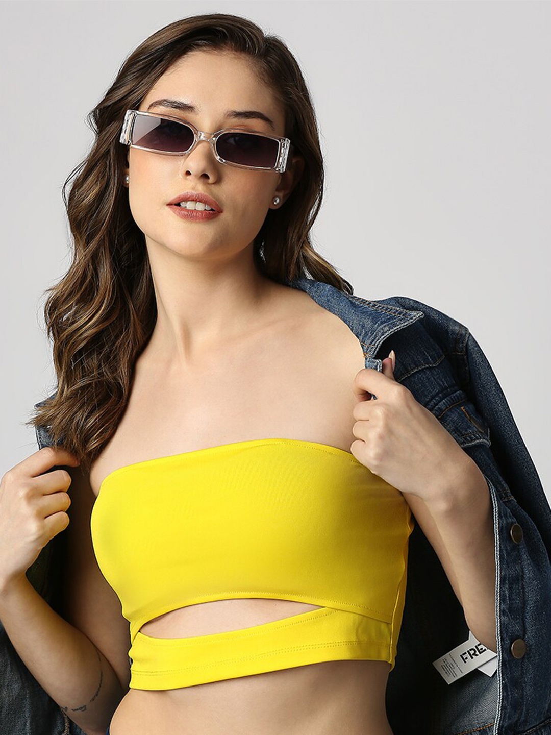 

Disrupt Strapless Tube Crop Top, Yellow