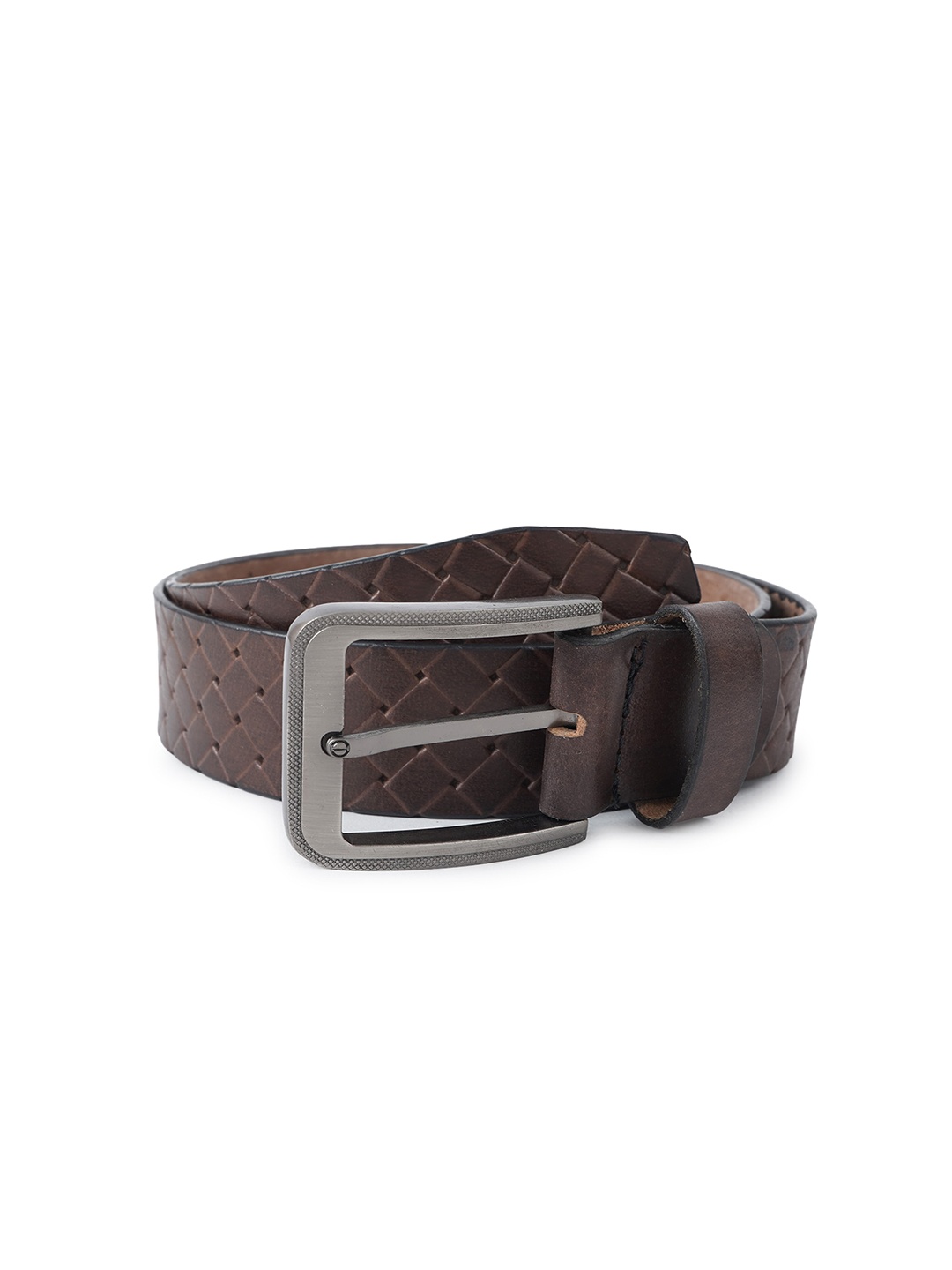

CIMONI Men Textured Leather Belt, Brown