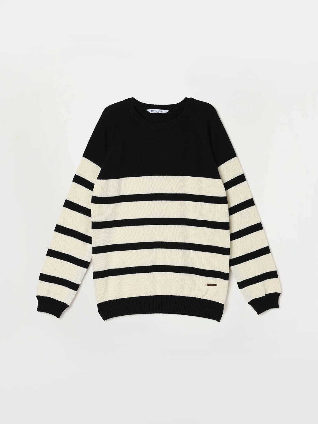 

Fame Forever by Lifestyle Boys Striped Pure Cotton Pullover, White