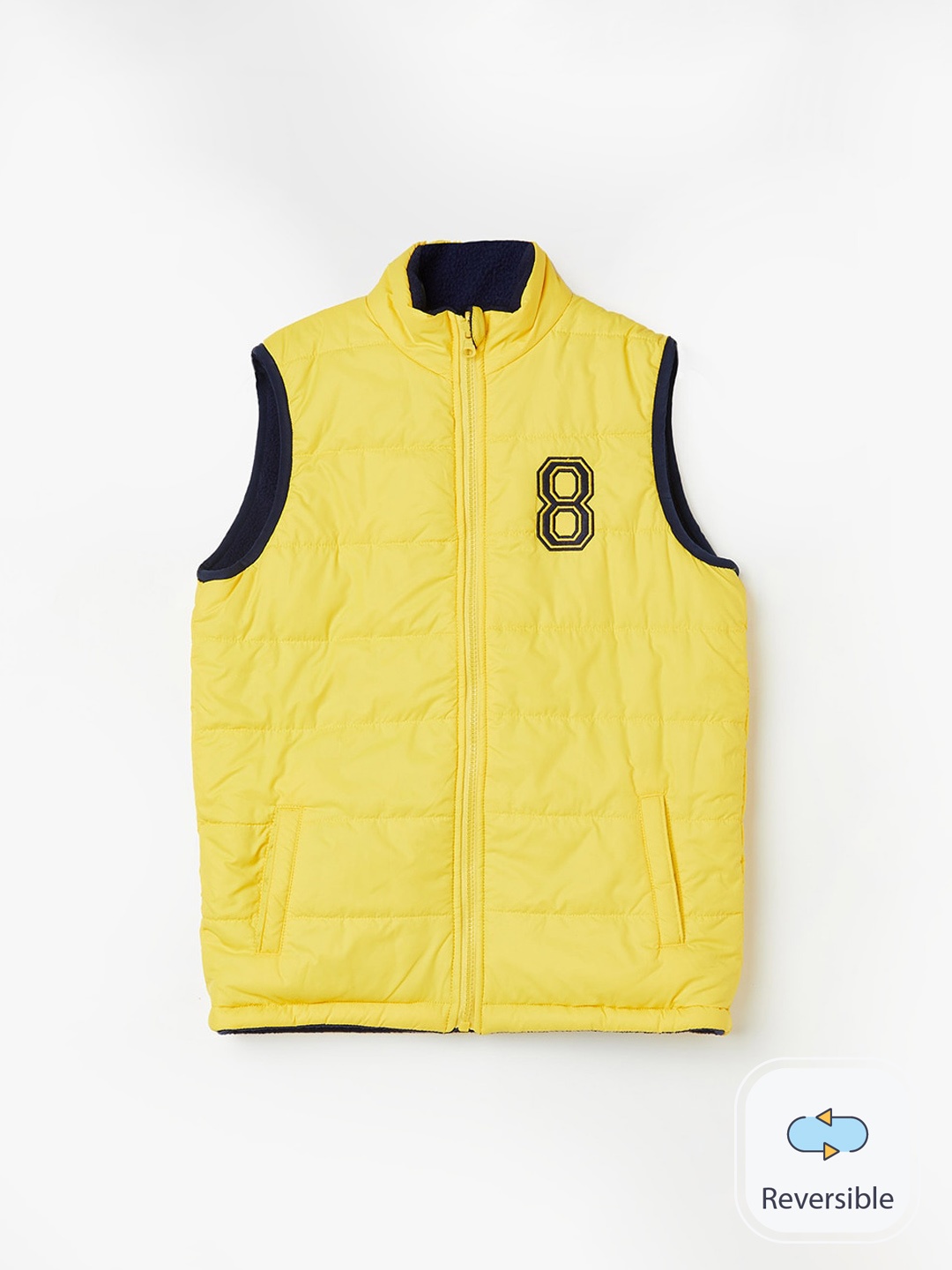 

Fame Forever by Lifestyle Boys Mock Collar Reversible Quilted Jacket, Yellow
