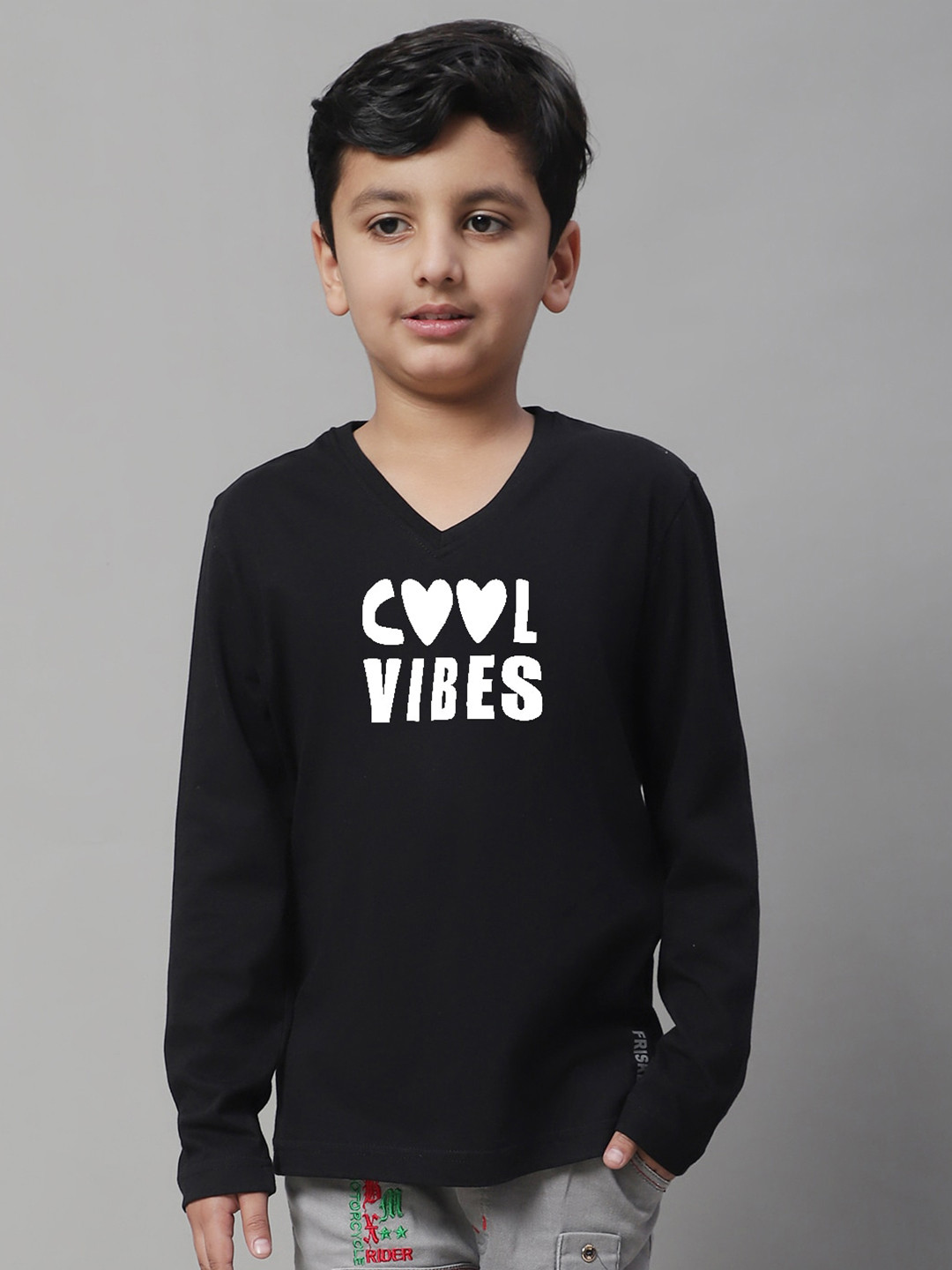 

Friskers Boys Typography Printed Pure Cotton T-shirt, Black