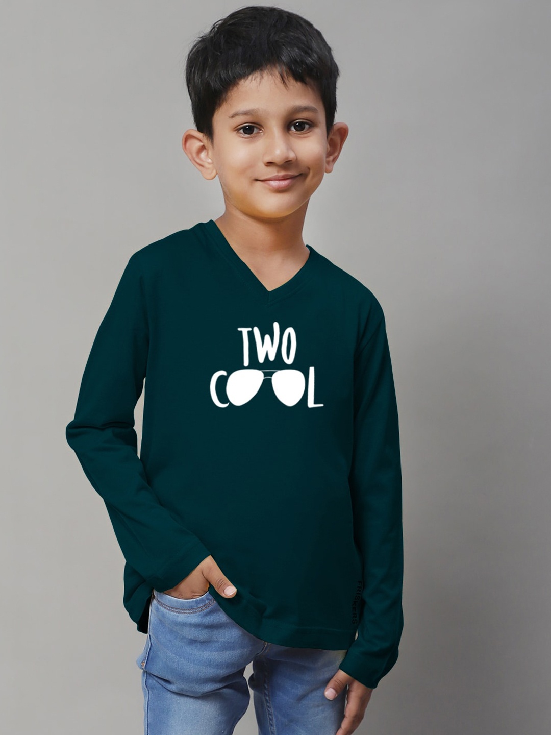 

Friskers Boys Typography Printed V-Neck T-shirt, Blue