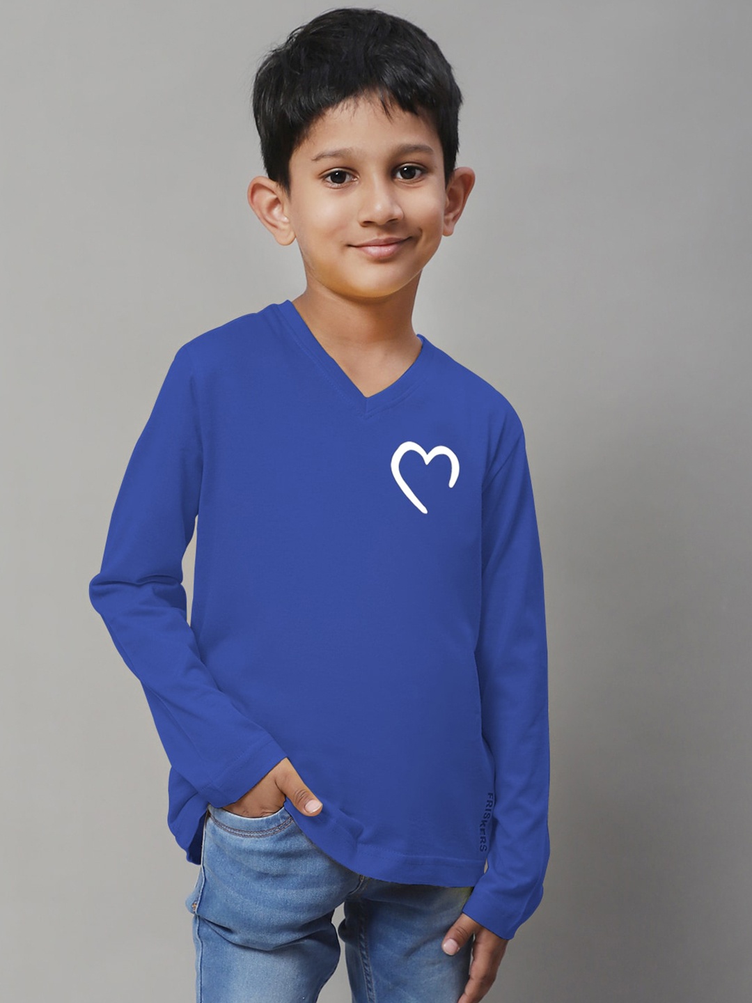 

Friskers Boys Graphic Printed Long Sleeves Pure Cotton T-shirt, Blue