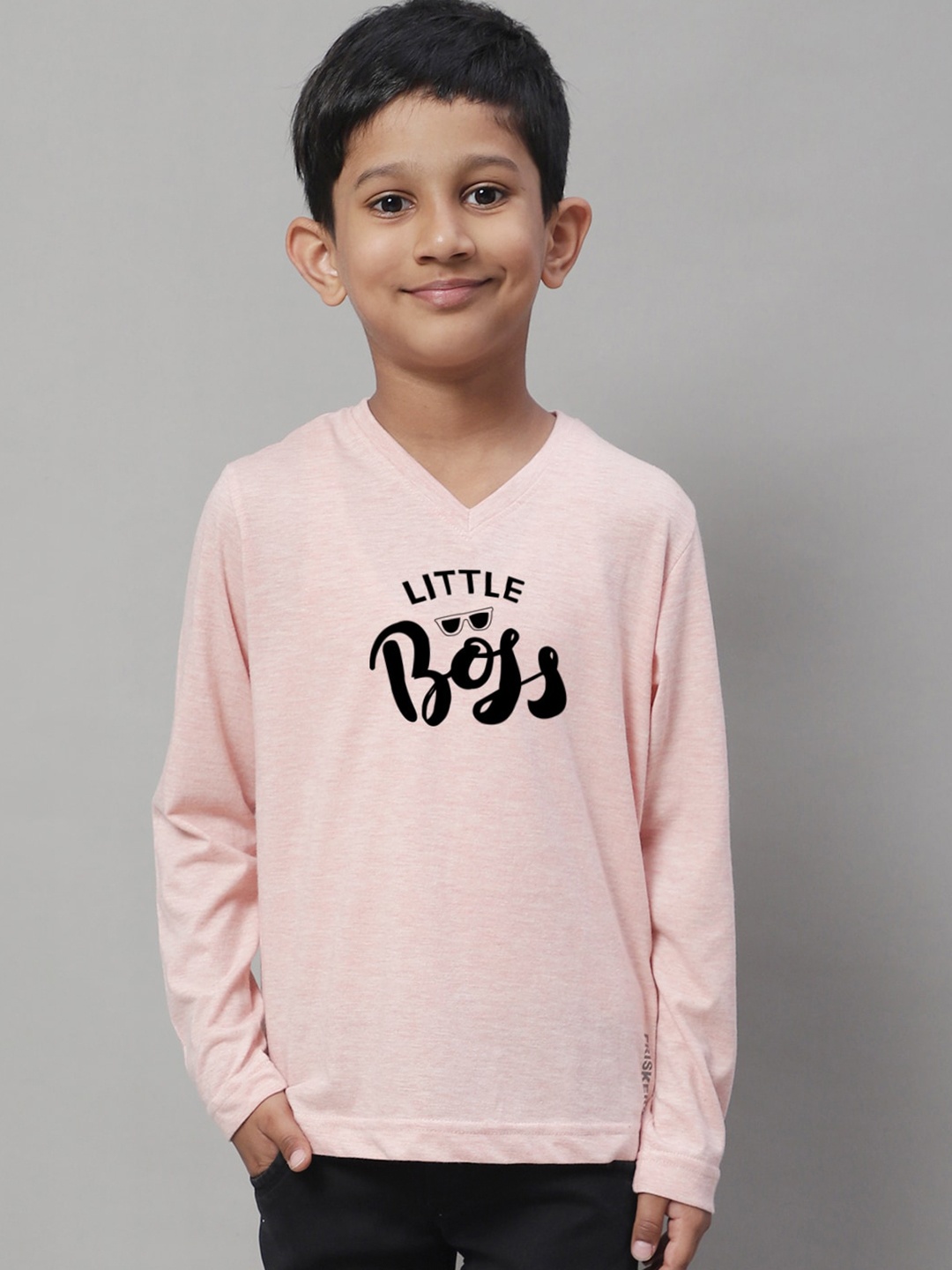 

Friskers Boys Typography Printed Pure Cotton T-shirt, Pink