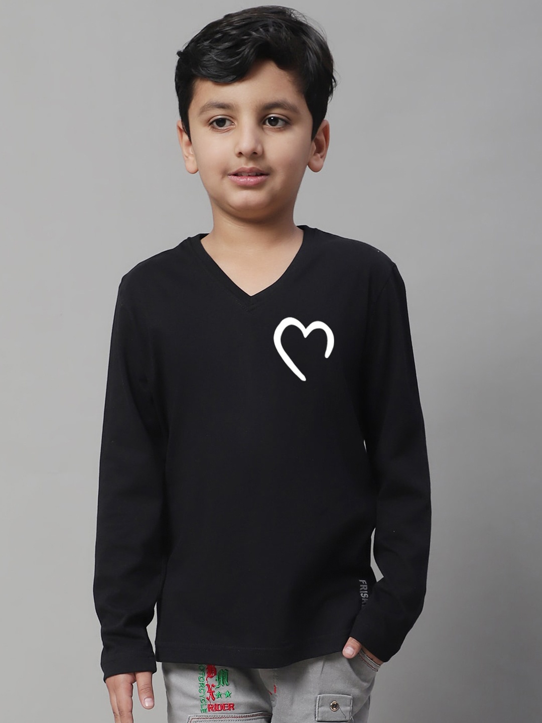 

Friskers Boys Graphic Printed Long Sleeves Pure Cotton T-shirt, Black