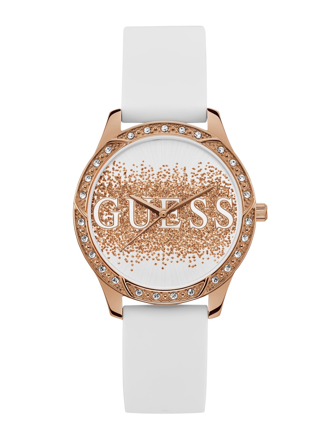 

GUESS Women Embellished Stainless Steel Bracelet Style Straps Analogue Watch U1356L4M, White
