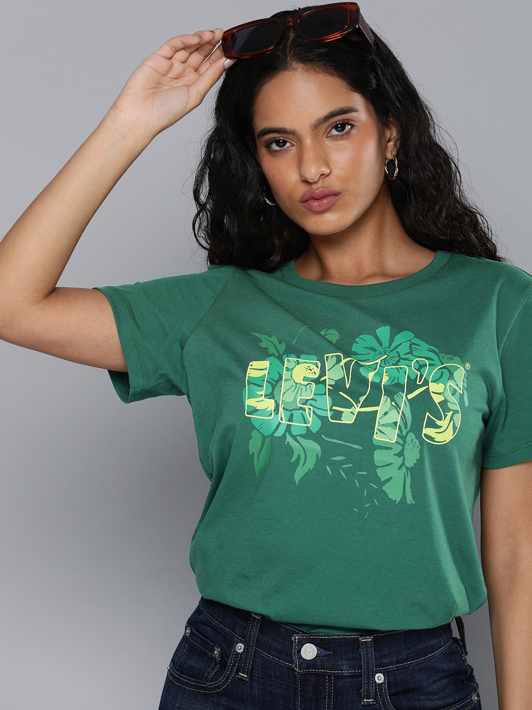 

Levis Brand Logo Printed Pure Cotton T-shirt, Green