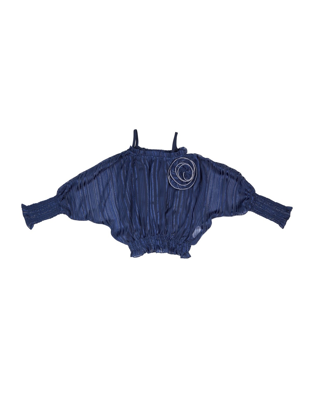 

Peppermint Girls Batwing Sleeve Net Blouson Top, Blue