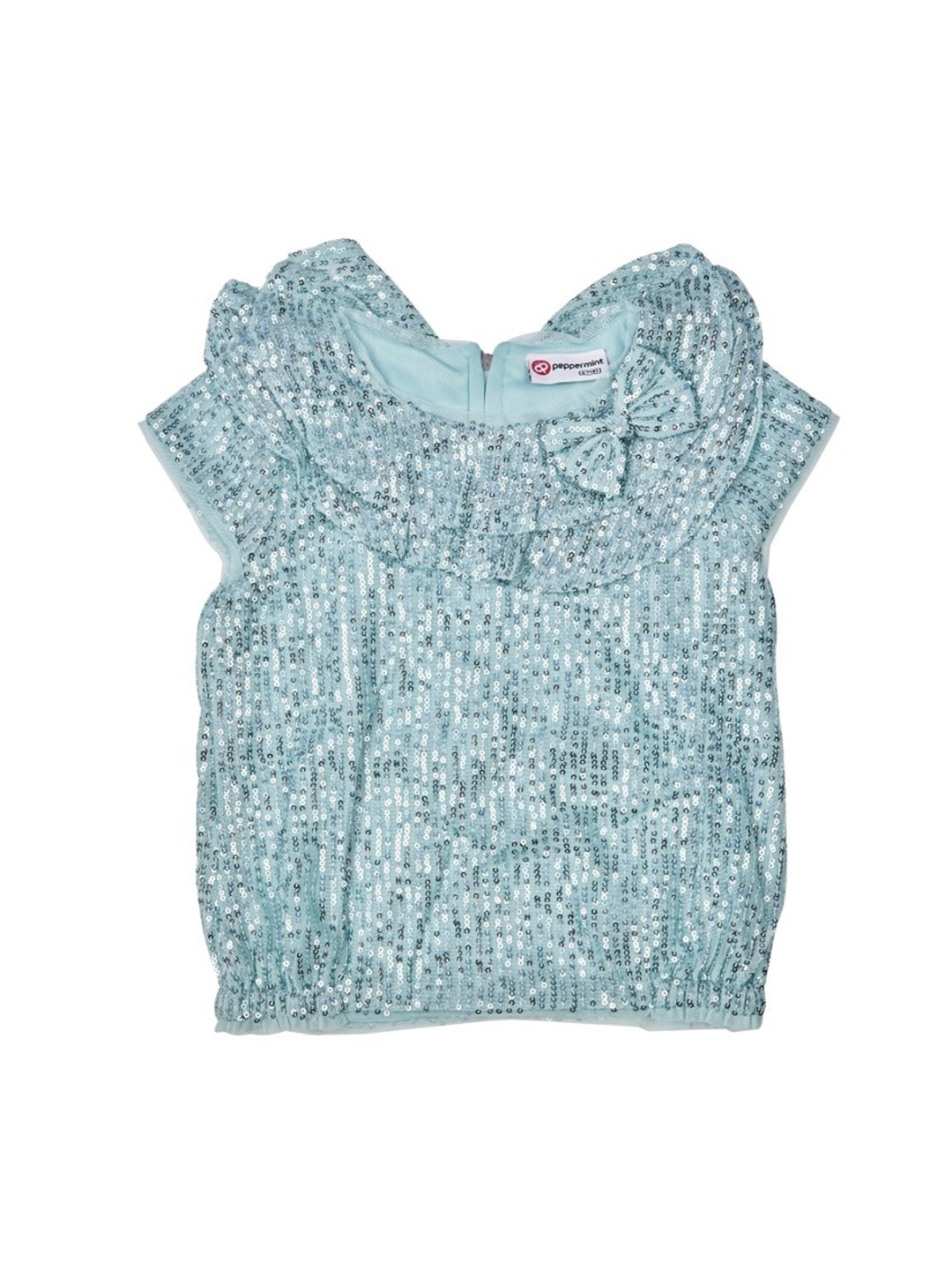 

Peppermint Girls Embellished Sequinned Regular Top, Sea green