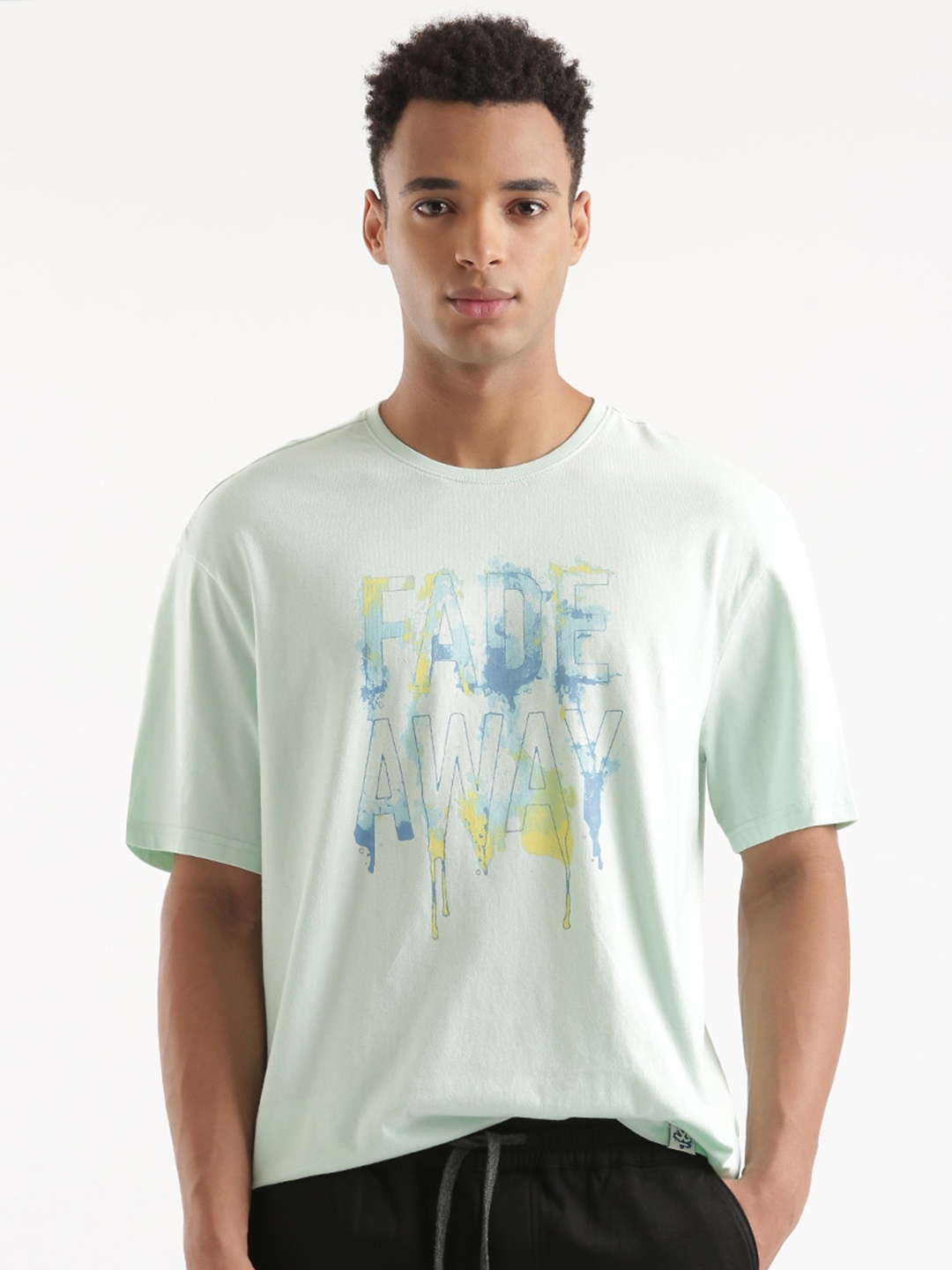 

WROGN Typography Printed Slim Fit Cotton T-shirt, Teal