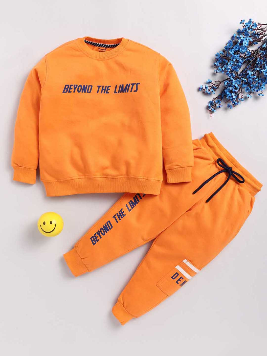 

Toonyport Boys Typography Printed Cotton Tracksuits, Orange
