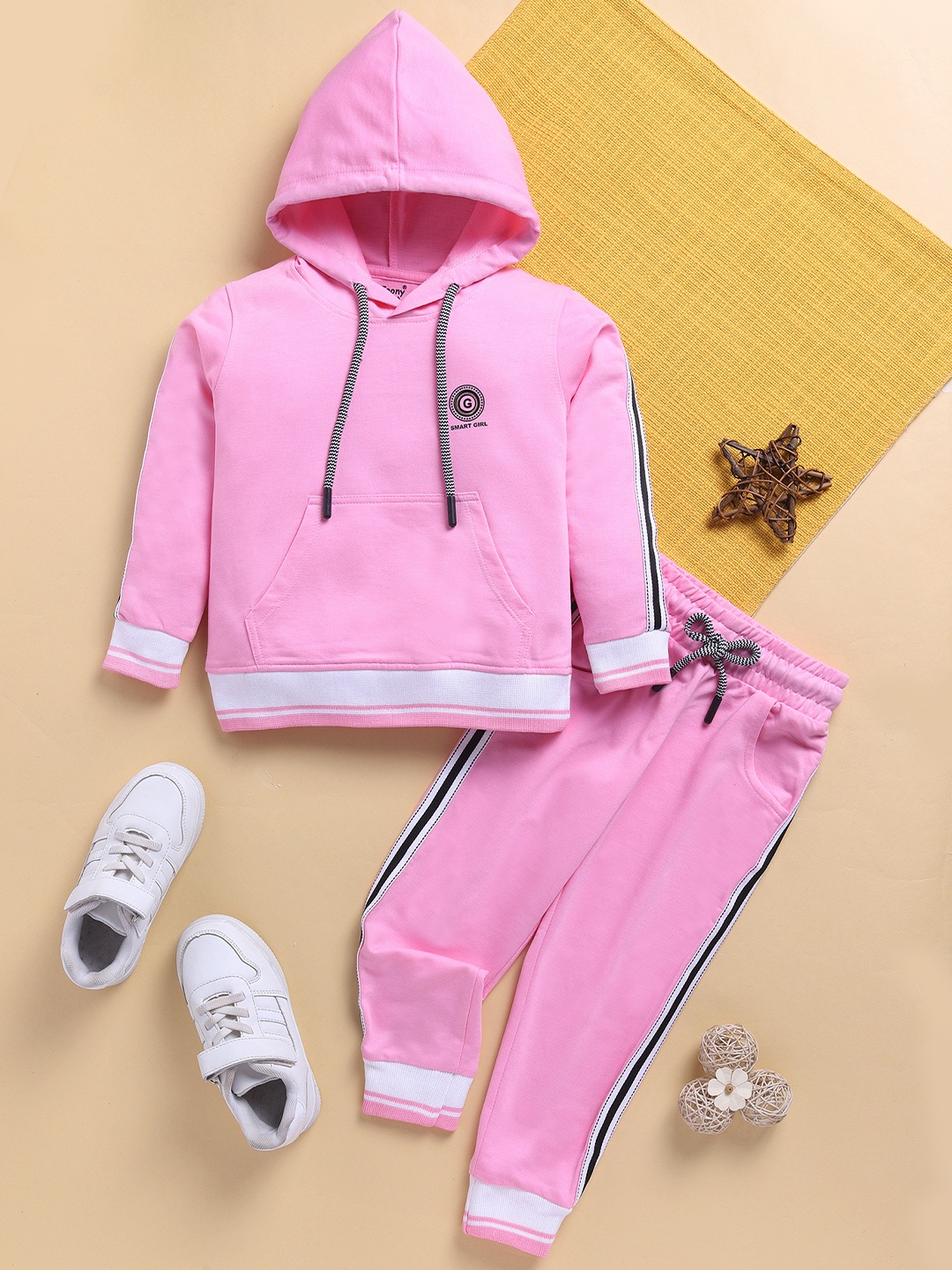 

Toonyport Boys Pure Cotton Hooded Tracksuits, Pink