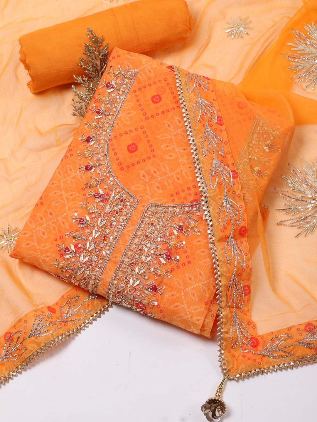 

Meena Bazaar Embroidered Unstitched Dress Material, Yellow