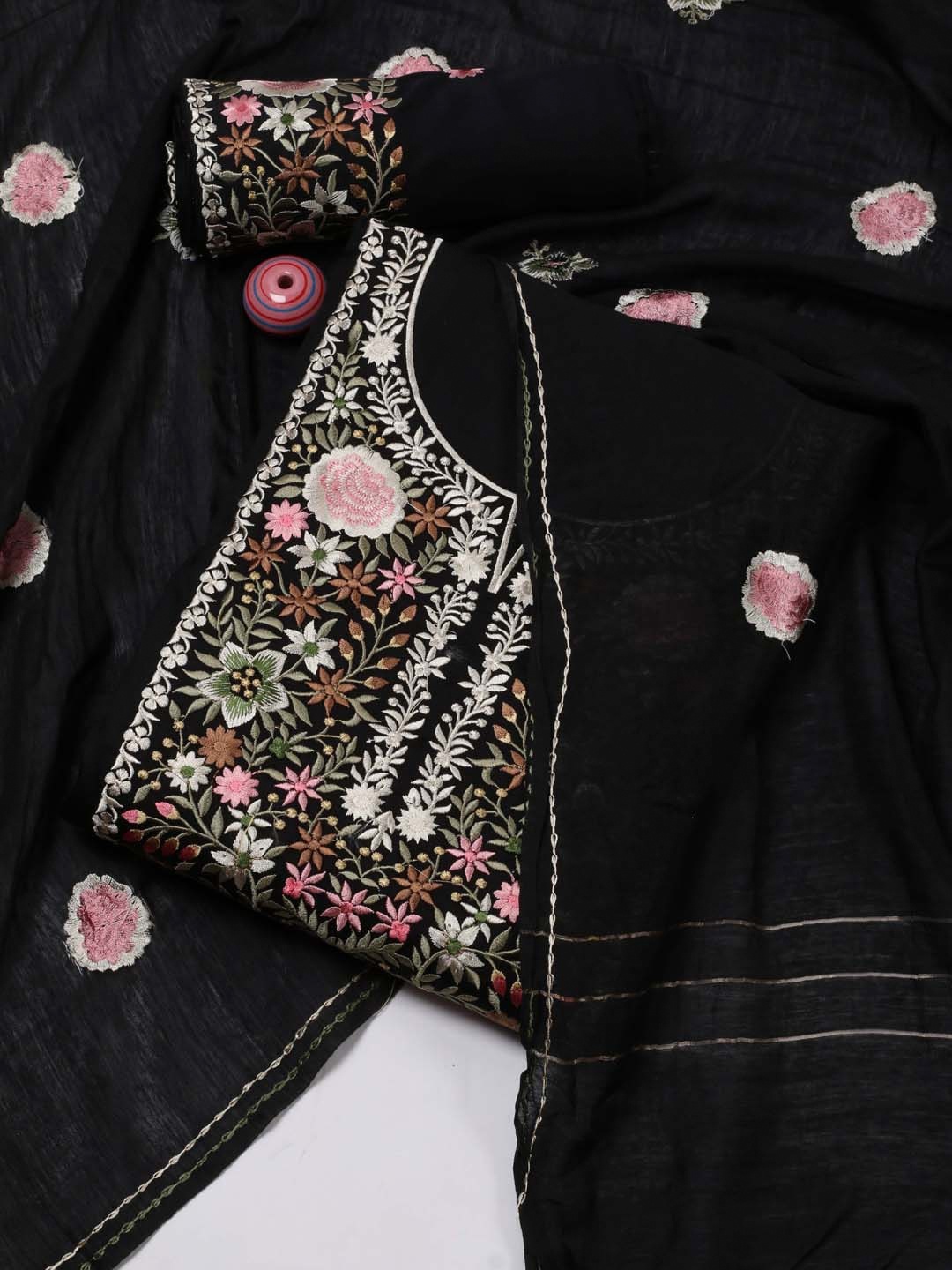 

Meena Bazaar Embroidered Unstitched Dress Material, Black