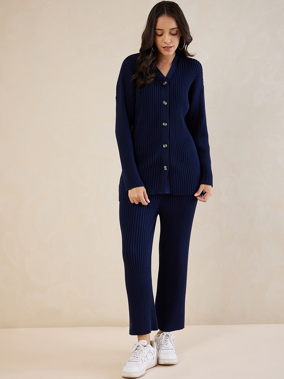 

Femella V-Neck Sweater With Trousers, Blue