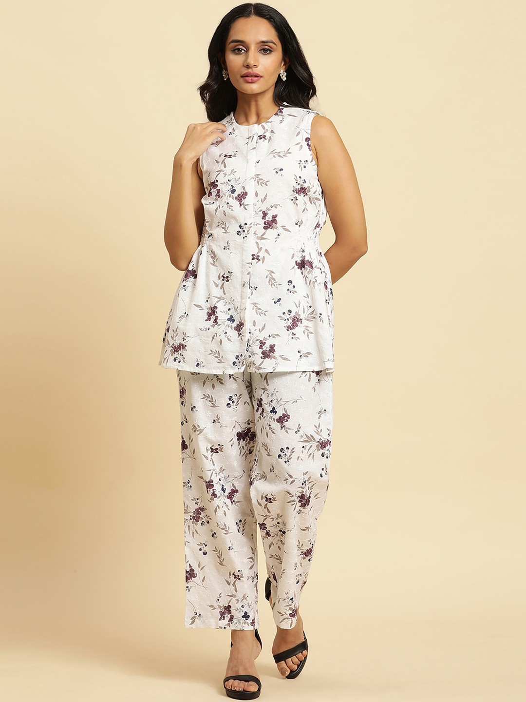 

W Floral Floral Printed Tunic & Trousers Co-Ords, White