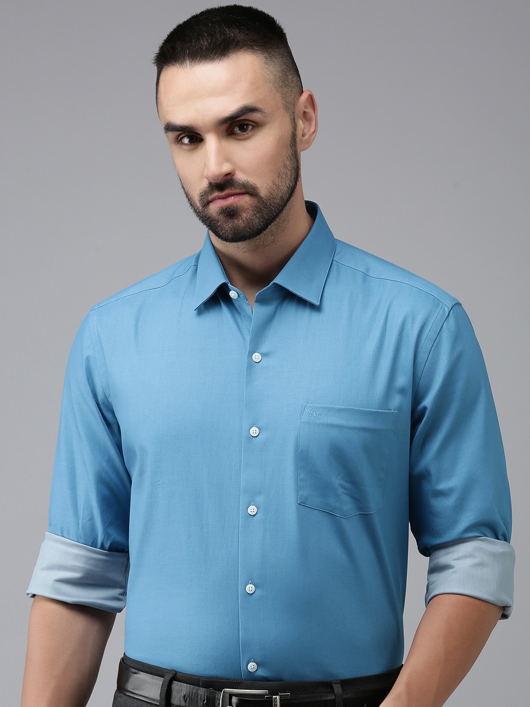

Arrow Men Original Slim Fit Solid Pure Cotton Formal Shirt, Blue