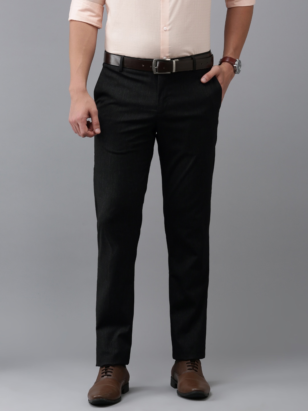 

Arrow Solid Tailored Fit Formal Trousers, Charcoal