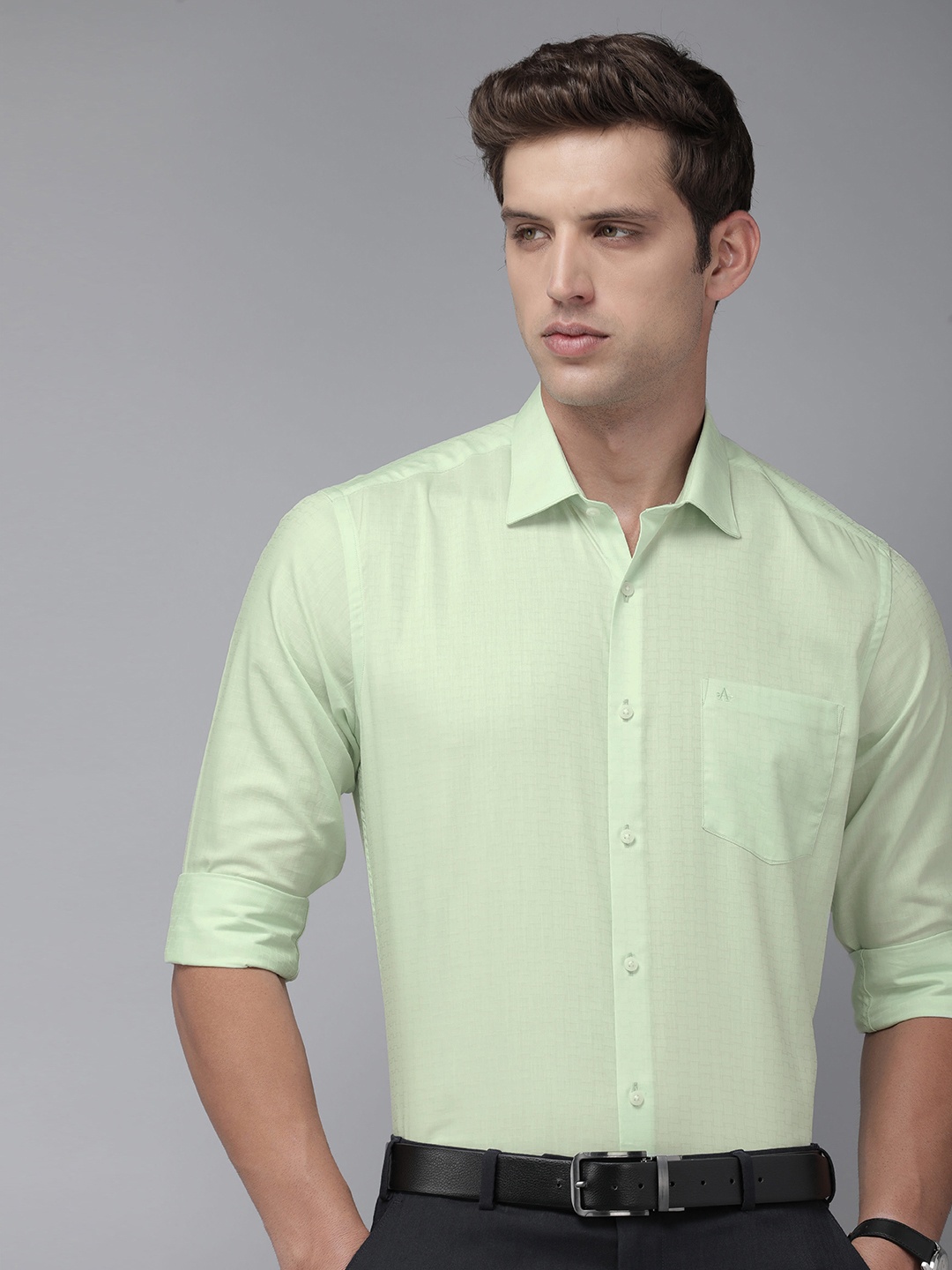 

Arrow Pure Cotton Manhattan Slim Fit Checked Formal Shirt, Green