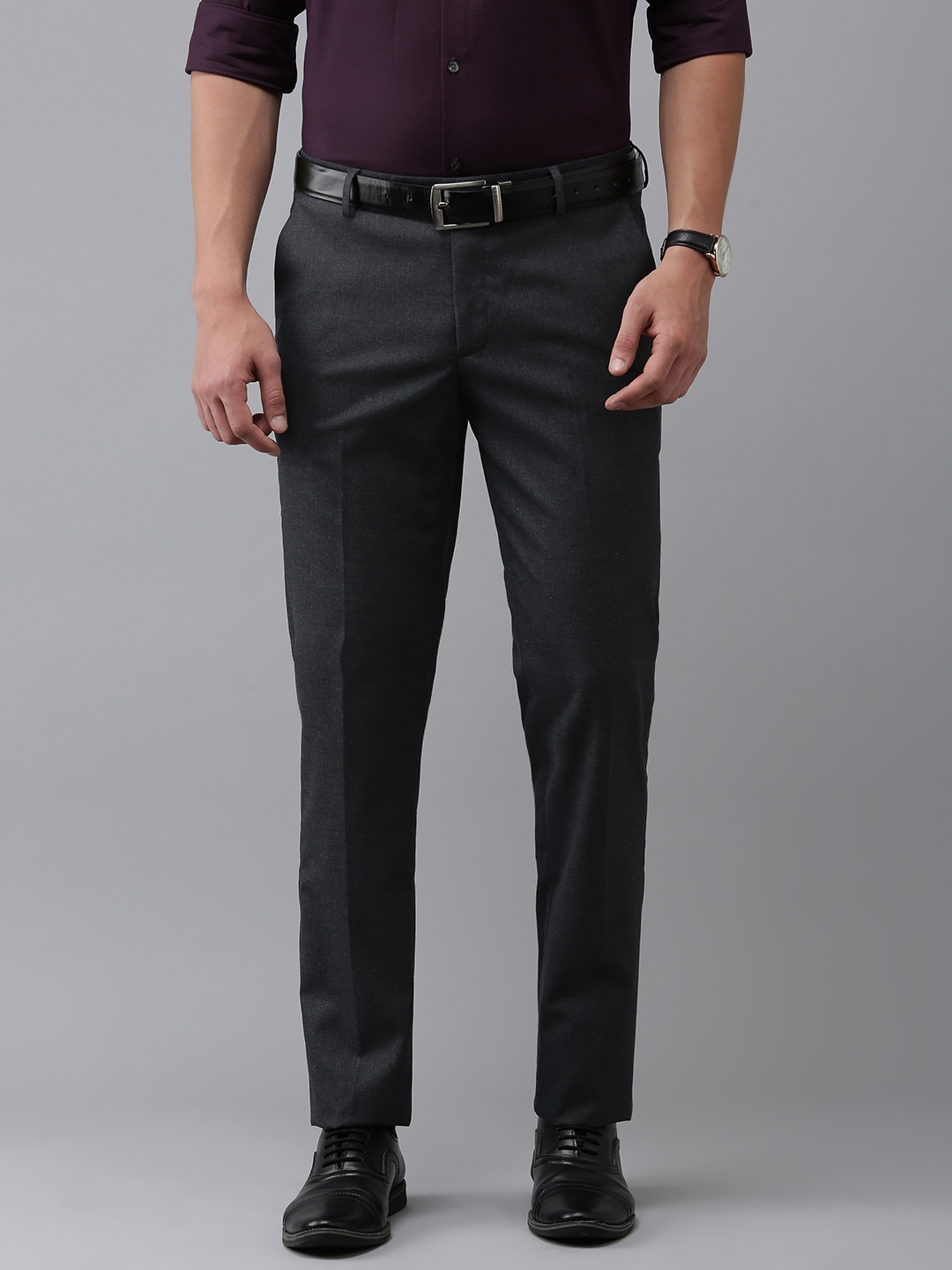 

Arrow Men Solid Tailored Fit Formal Trousers, Grey