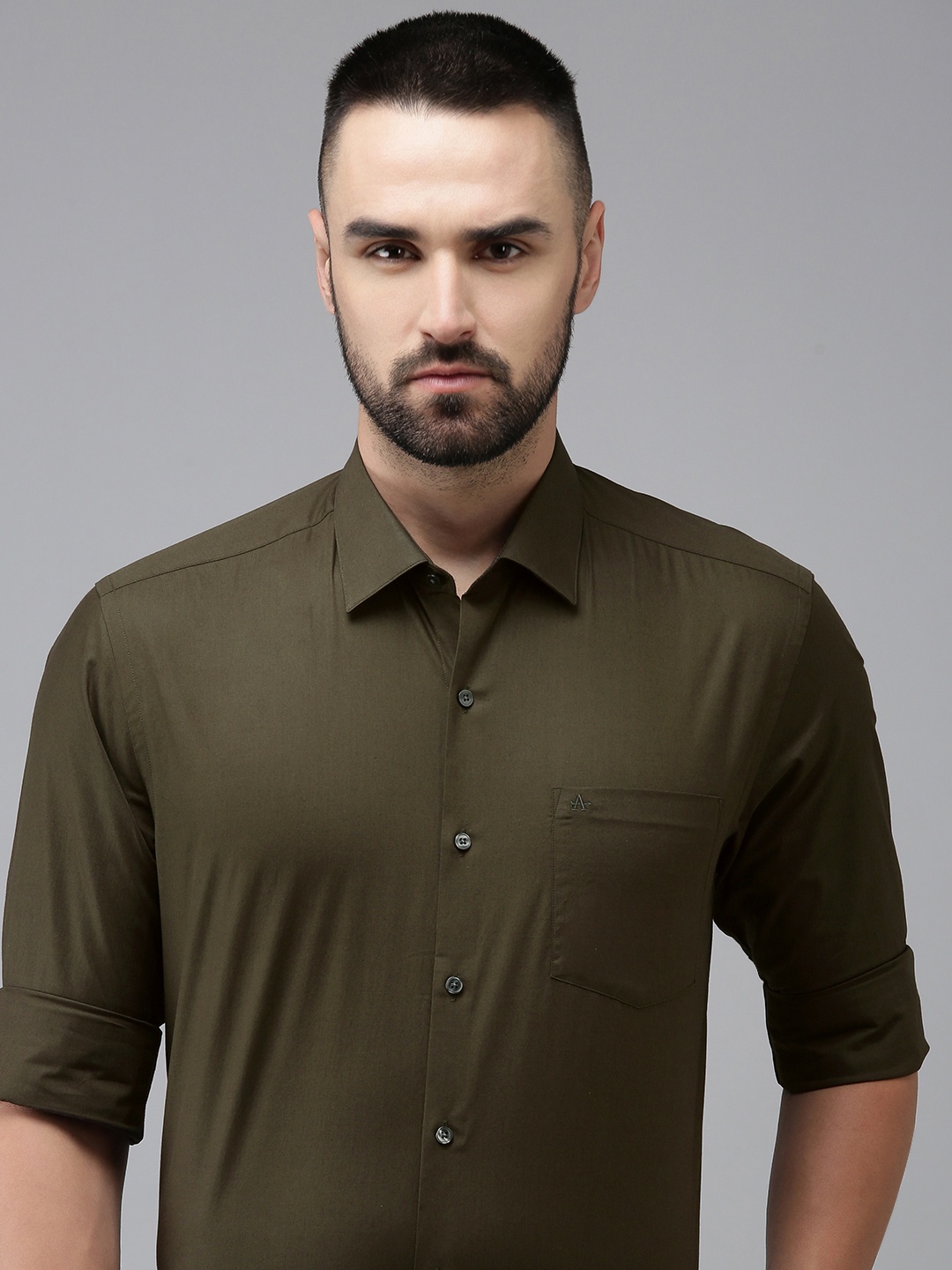 

Arrow Men Pure Cotton Original Slim Fit Formal Shirt, Olive