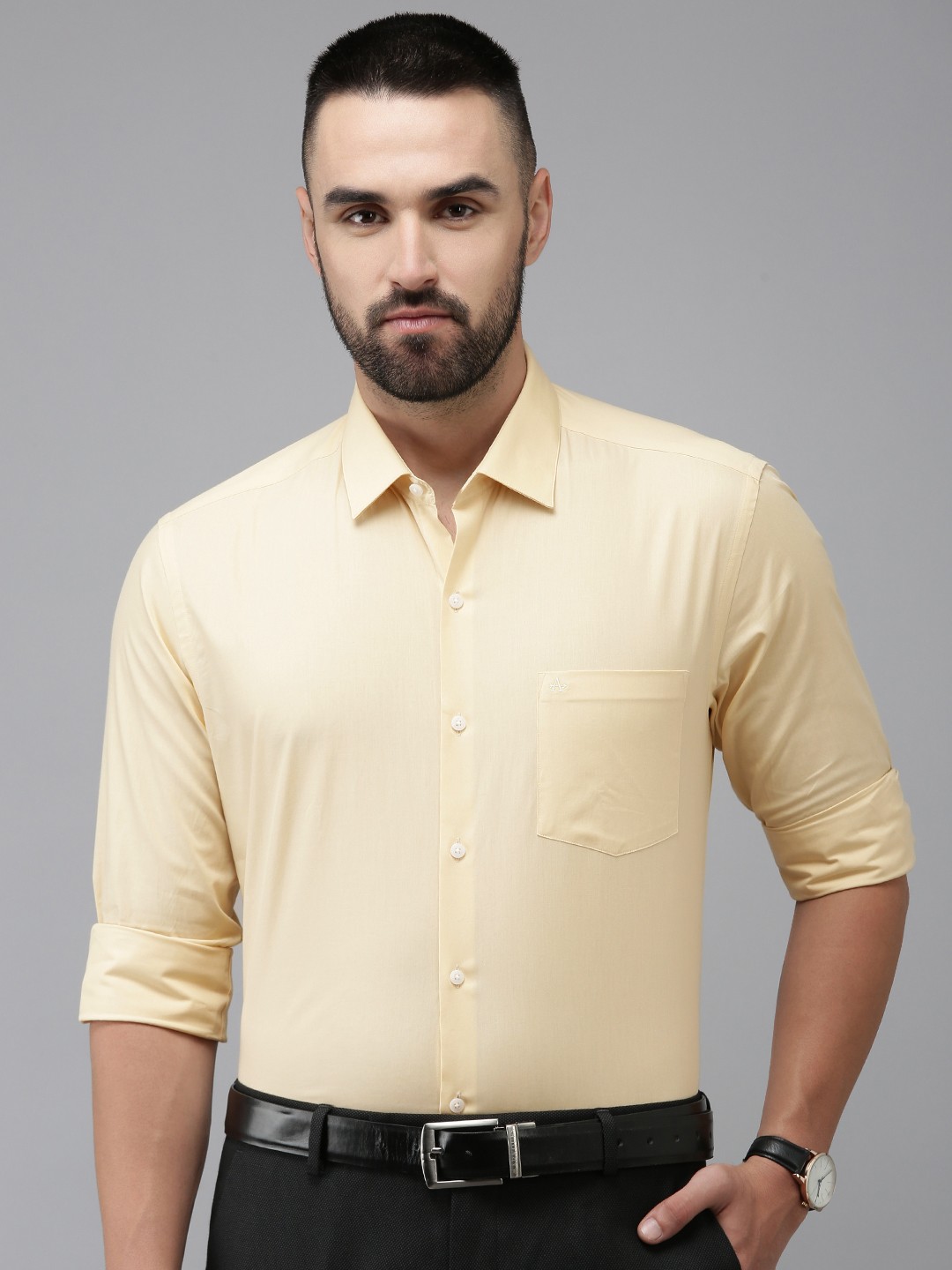 

Arrow Men Pure Cotton Original Slim Fit Formal Shirt, Yellow