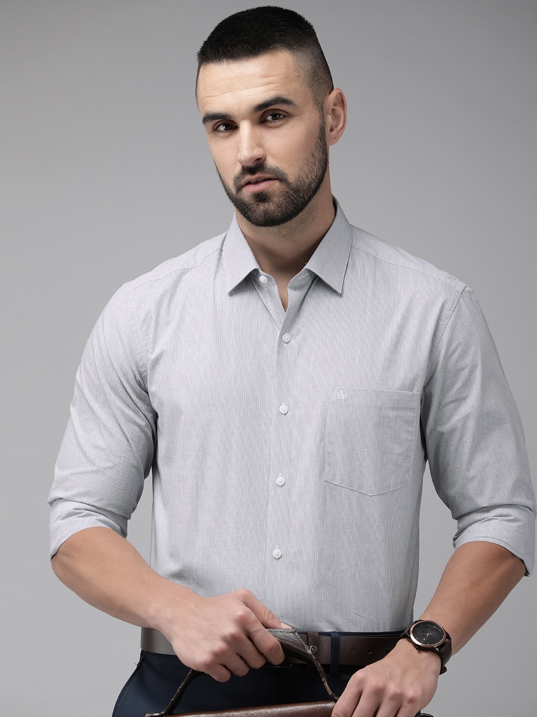 

Arrow Men Original Slim Fit Micro Checked Pure Cotton Formal Shirt, Blue