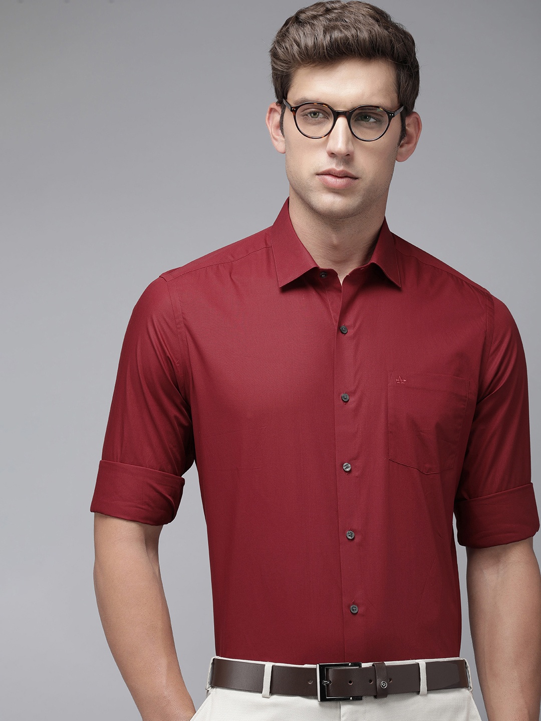 

Arrow Solid Manhattan Slim Fit Pure Cotton Formal Shirt, Maroon