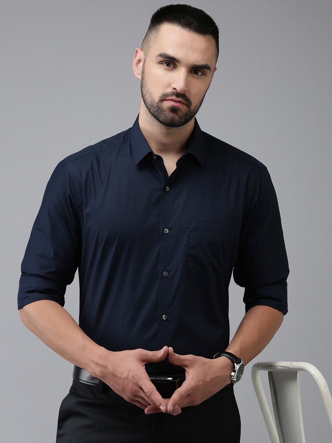 

Arrow Pure Cotton Original Slim Fit Opaque Formal Shirt, Navy blue