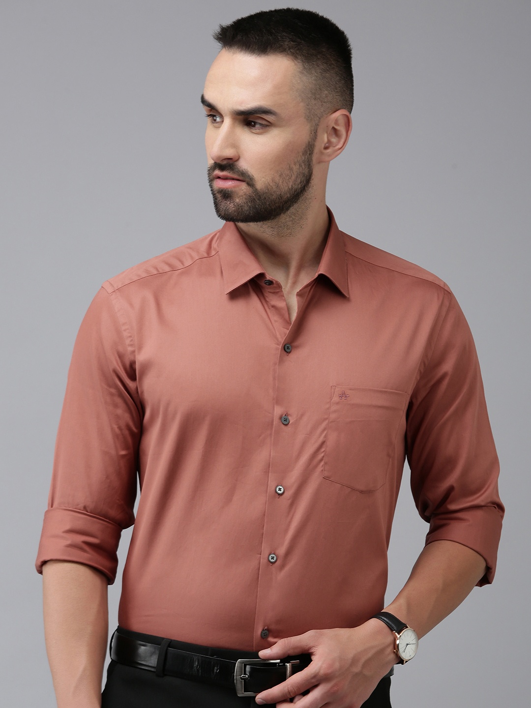 

Arrow Men Pure Cotton Original Slim Fit Opaque Formal Shirt, Rust