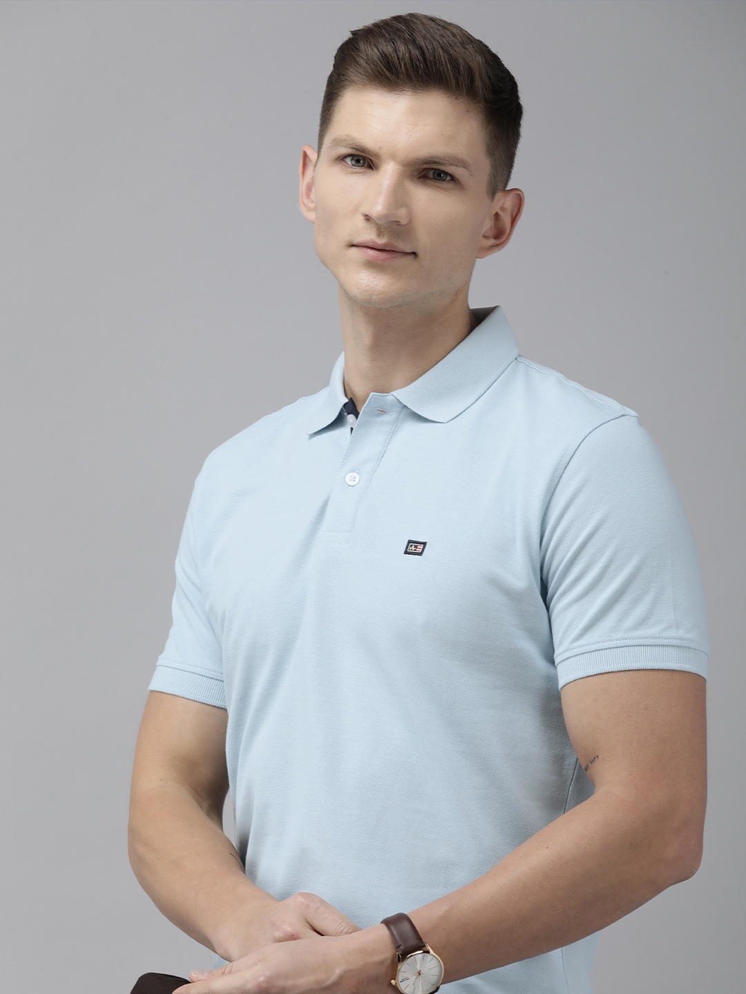 

Arrow Polo Collar Pure Cotton T-shirt, Blue