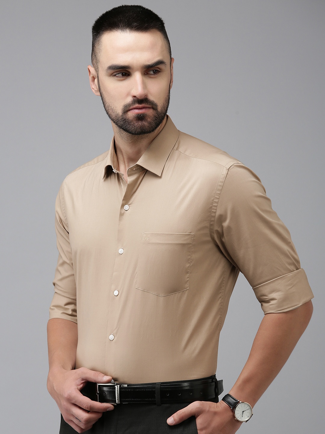 

Arrow Pure Cotton Original Slim Fit Opaque Formal Shirt, Beige