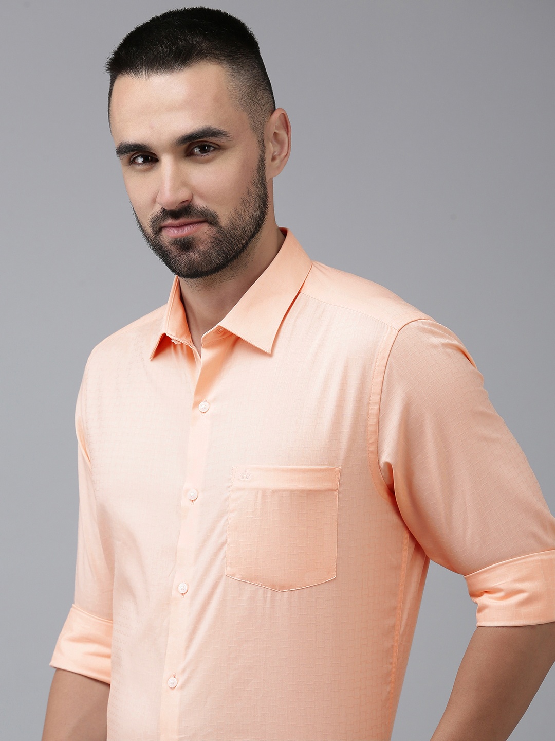 

Arrow Manhattan Slim Fit Checked Pure Cotton Formal Shirt, Peach