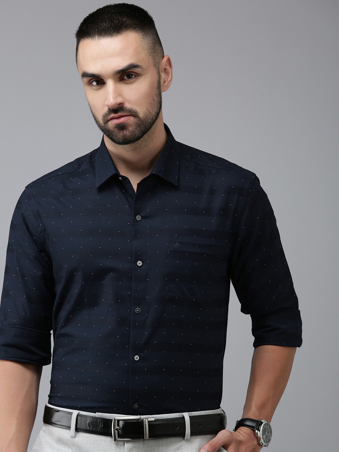 

Arrow Pure Cotton Original Slim Fit Opaque Formal Shirt, Navy blue