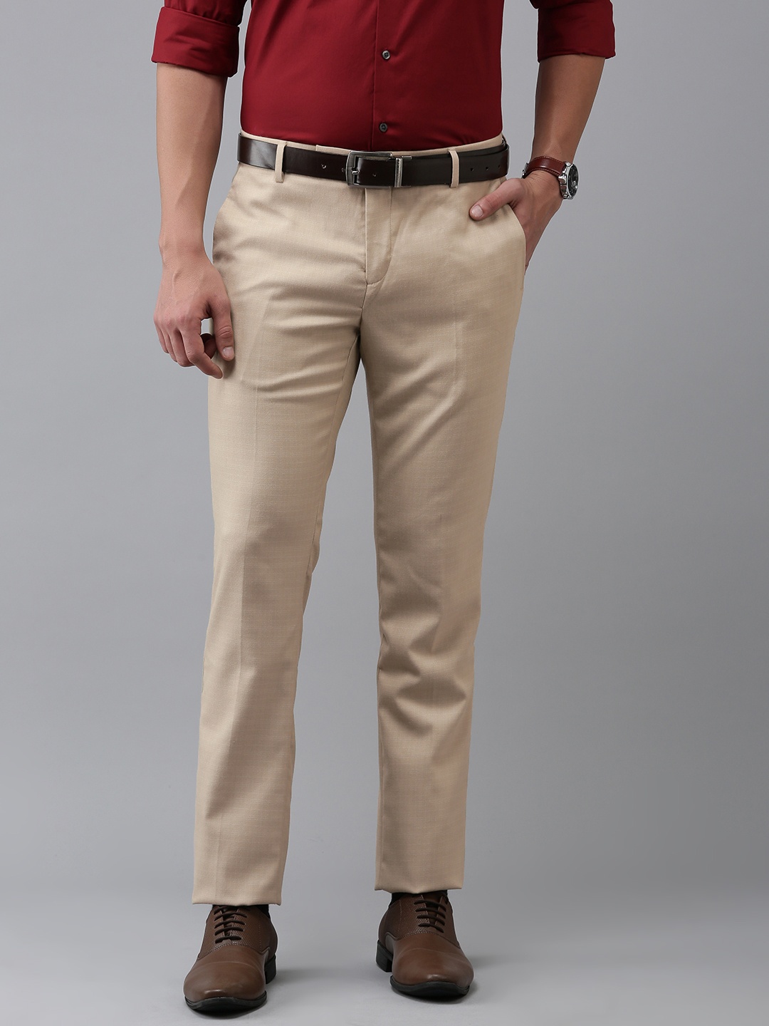 

Arrow Men Checked Tailored Trousers, Beige