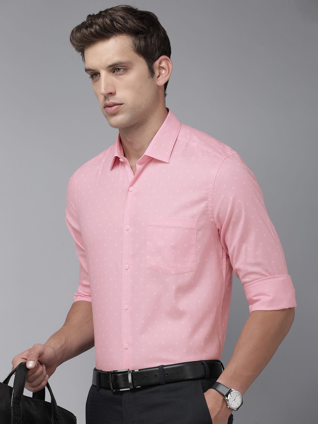 

Arrow Pure Cotton Textured Manhattan Slim Fit Opaque Formal Shirt, Pink