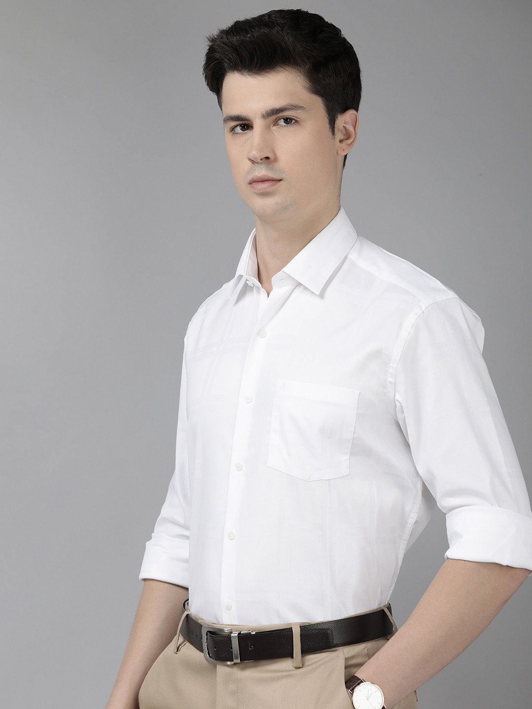 

Arrow Manhattan Slim Fit Opaque Checked Formal Shirt, White