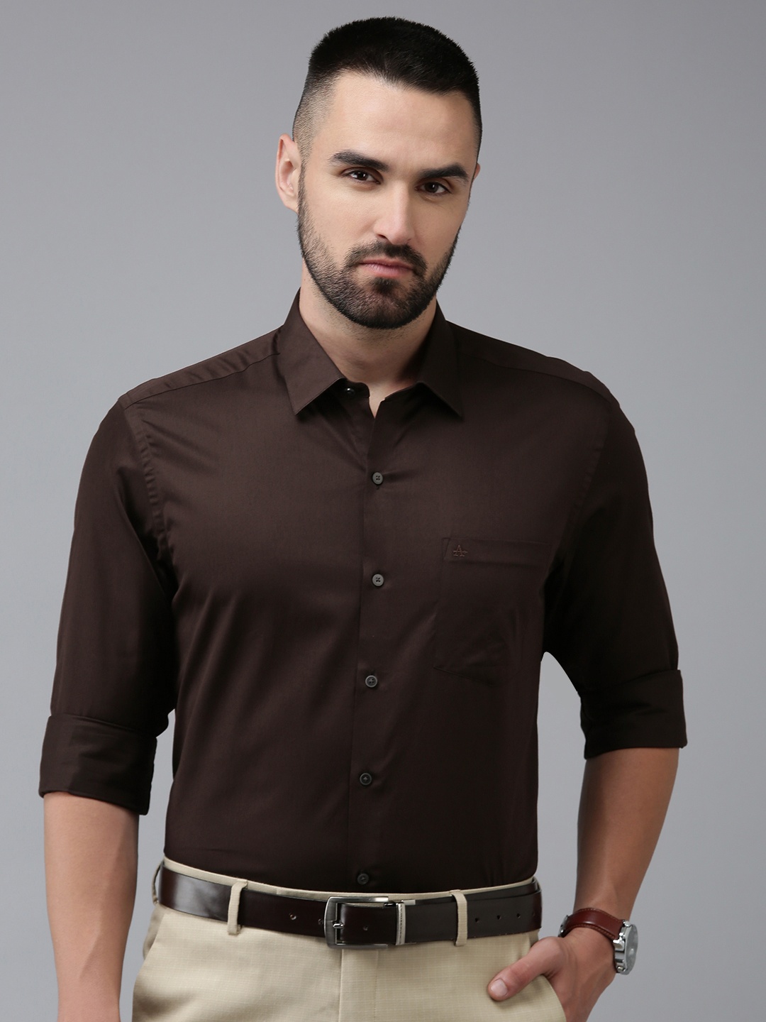 

Arrow Pure Cotton Original Slim Fit Opaque Formal Shirt, Brown